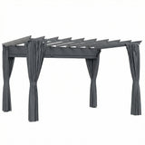 3.6x3m Aluminium Garden Pergola Gazebo with Retractable Roof Canopy & Curtains – Modern Outdoor Sun Shade Shelter, Weather-Resistant Patio Cover, Dark Grey