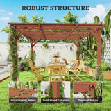 3.6m x 3m Wooden Pergola Kit - Maple Wood-Effect Garden Pergola with Grape Trellis Roof and Triangle Supports