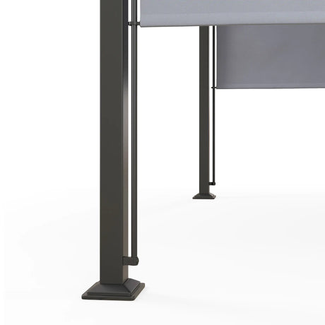 3m x 3m Metal Pergola With Side Panels and Adjustable Roof – Grey Frame Garden Shade Shelter
