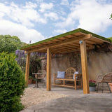 Oak Lean-To Pergola with Katepal Green Shingle Roof