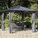 Grey 3 x 3m Hardtop Gazebo with UV Resistant Polycarbonate Roof - Trade Warehouse