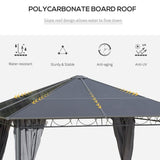 Grey 3 x 3m Hardtop Gazebo with UV Resistant Polycarbonate Roof - Trade Warehouse