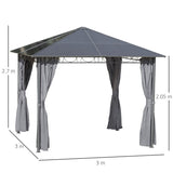 Grey 3 x 3m Hardtop Gazebo with UV Resistant Polycarbonate Roof - Trade Warehouse