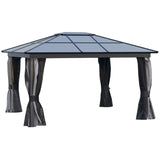 Grey Gazebo With Polycarbonate Roof & Aluminium Frame - Trade Warehouse