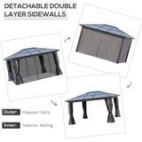 Grey Gazebo With Polycarbonate Roof & Aluminium Frame - Trade Warehouse