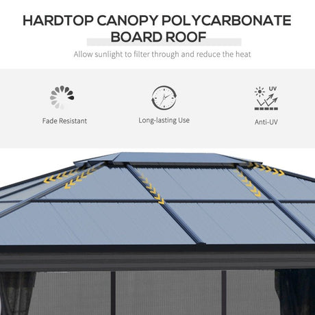 Grey Gazebo With Polycarbonate Roof & Aluminium Frame - Trade Warehouse