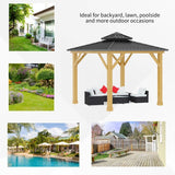 Grey Hardtop Gazebo With Wooden Frame - Trade Warehouse