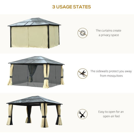 Hardtop Garden Pavillion With Metal Frame - Trade Warehouse