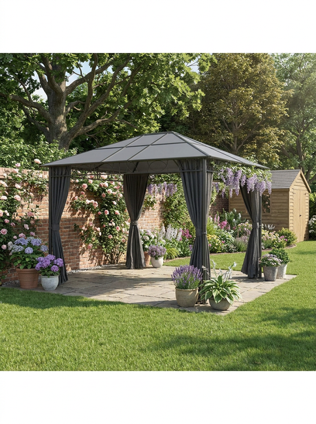 3m x 4m Grey Hardtop Gazebo With Steel & Aluminium Frame