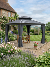 Brown 3.65m x 3m Aluminium Hardtop Gazebo