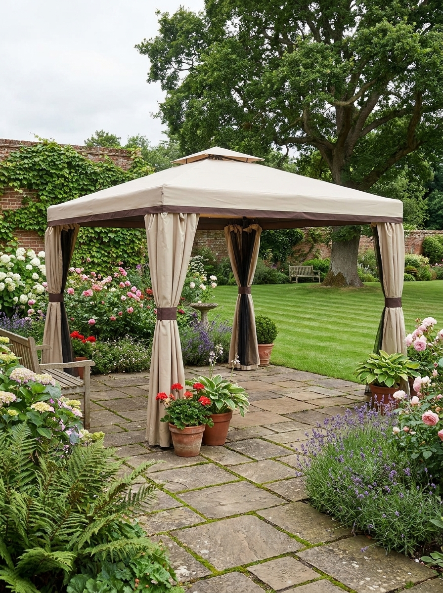Beige 3m x 3m Water Repellent Gazebo