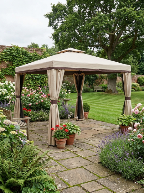 Beige 3m x 3m Water Repellent Gazebo
