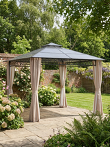 SunnyPlex DualCanopy: 3x3m Steel-Framed Outdoor Garden Gazebo with Protective Polycarbonate Roofing
