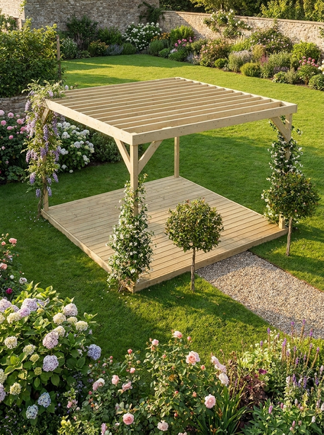 Wooden Box Pergola and Decking Kit