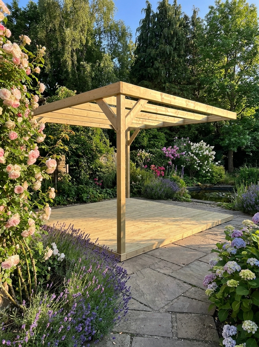 Wall-mounted Wooden Box Pergola Kit