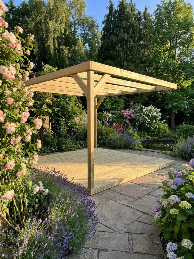 Wall-mounted Wooden Box Pergola Kit