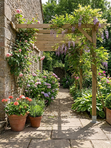 Wall Mounted Wooden Pergola Kit - Sculpted Design