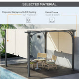 3m x 3m Retractable Pergola – Beige Canopy Roof with Cross Bars & Ground Stakes, Outdoor Patio Shade Shelter