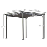 3m x 3m Metal Patio Gazebo – Grey Canopy Roof Outdoor Shelter