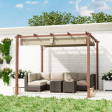 3m x 3m Aluminium Pergola – Retractable Canopy Roof, Wood Effect