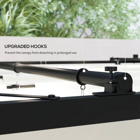 3m x 3m Retractable Roof Garden Pergola – Cream White Sun Shade Canopy, Outdoor Patio Shelter