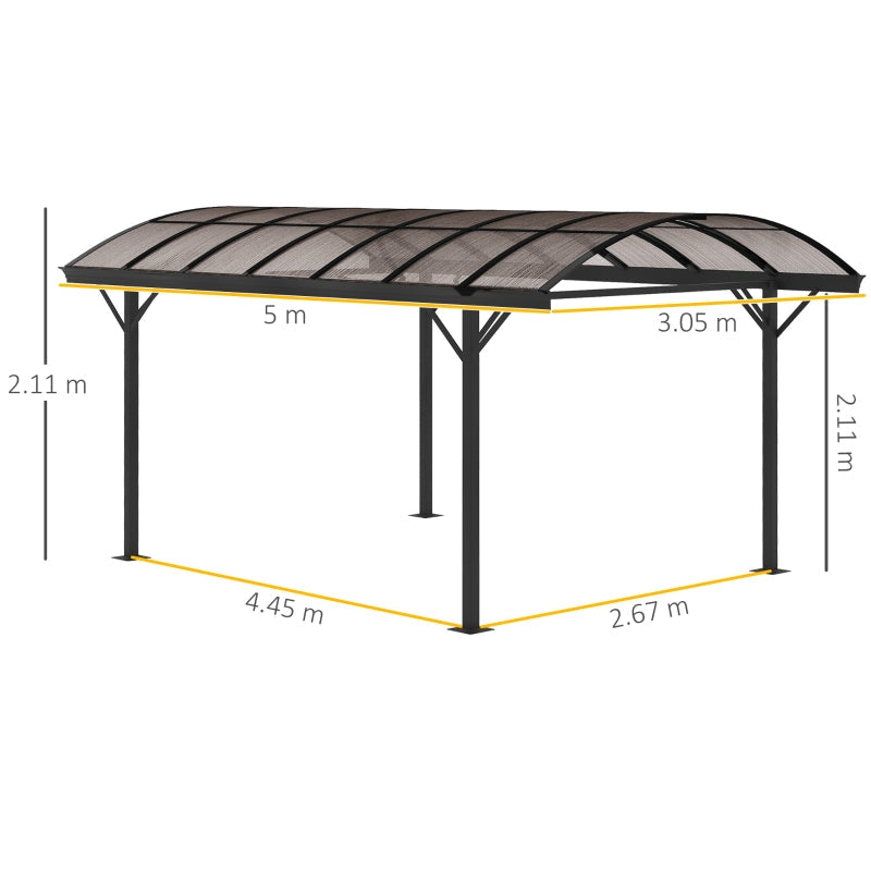 5m x 3m Aluminium Hardtop Gazebo – Brown Polycarbonate Roof Shelter