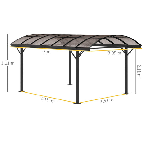 5m x 3m Aluminium Hardtop Gazebo – Brown Polycarbonate Roof Shelter