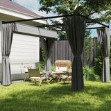 3m x 3m Pergola Canopy with Grey Curtains – Includes 8 Expansion Screws, Outdoor Patio Shade Shelter