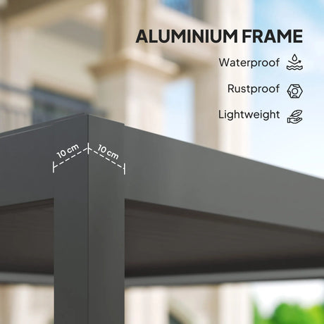 3m x 3m Electric Louvered Aluminium Pergola – Remote Control Roof, Built-In LED Lights, Integrated Drainage, UV & Water Resistant Hardtop Gazebo