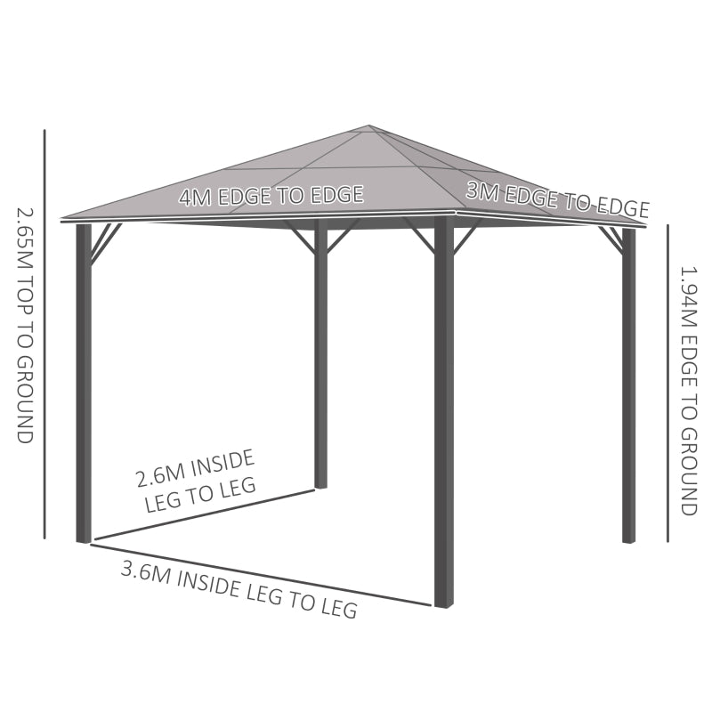 3m x 4m Aluminium Hard Top Gazebo