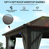 Dark Grey 3.6m x 3m Aluminium Frame Hardtop Gazebo with Accessories