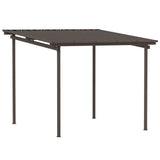 3m x 3m Lean-To Metal Pergola – Brown Wall Mounted Outdoor Patio Shade Shelter