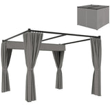 3m x 3m Pergola Canopy with Grey Curtains – Includes 8 Expansion Screws, Outdoor Patio Shade Shelter