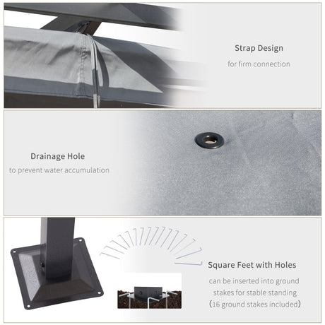 3m x 3m Metal Patio Gazebo – Grey Canopy Roof Outdoor Shelter