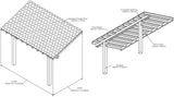 Wooden Lean-To Gazebo with Katepal Green Shingle Roof - Premium Wall-Mounted Garden Gazebo
