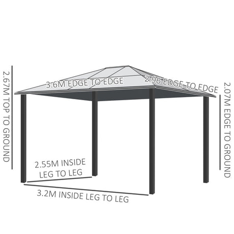 Khaki 3 x 3.6m Hardtop Garden Gazebo with Protective Netting and Convertible Curtains - Trade Warehouse