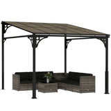 3m x 2.87m Lean-To Pergola with Polycarbonate Roof – Wall-Mounted Hardtop Garden Canopy, Durable Aluminium & Metal Frame Outdoor Patio Cover