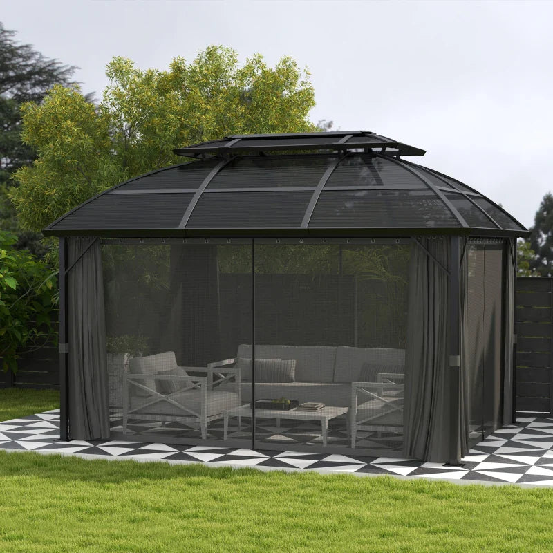 Black Aluminium Framed 4m x 3m Hard Top Gazebo