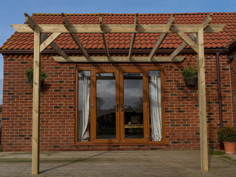 Wall Mounted Wooden Pergola Kit - Longhorn Design