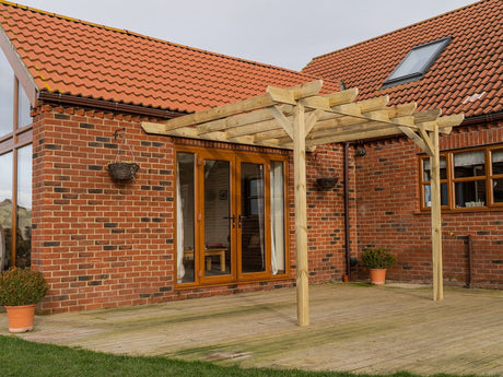 Wall Mounted Wooden Pergola Kit - Chamfered Design