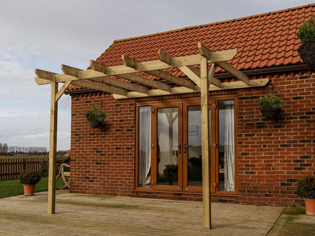 Wall Mounted Wooden Pergola Kit - Chamfered Design