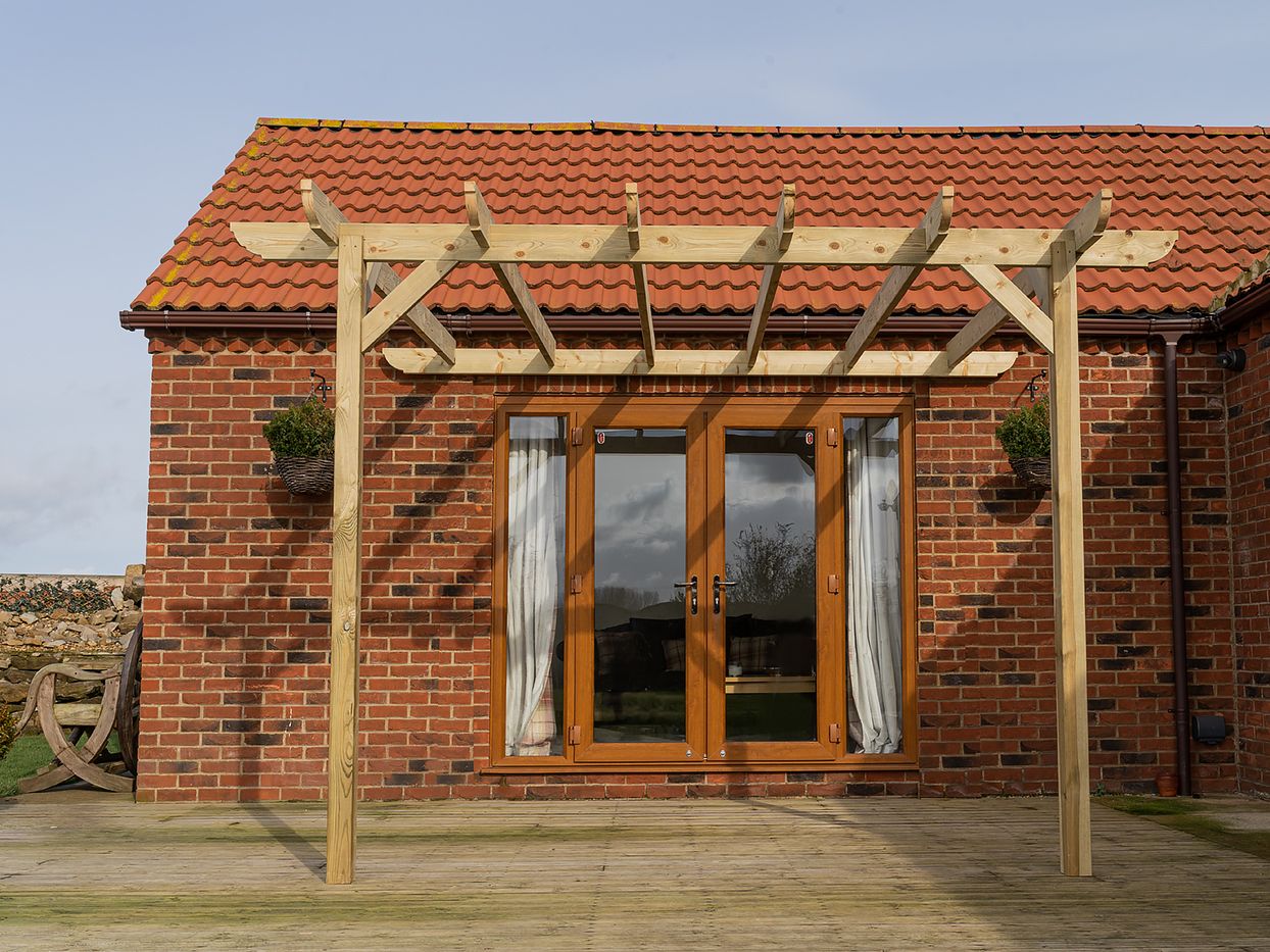 Wall Mounted Wooden Pergola Kit - Corbel Design