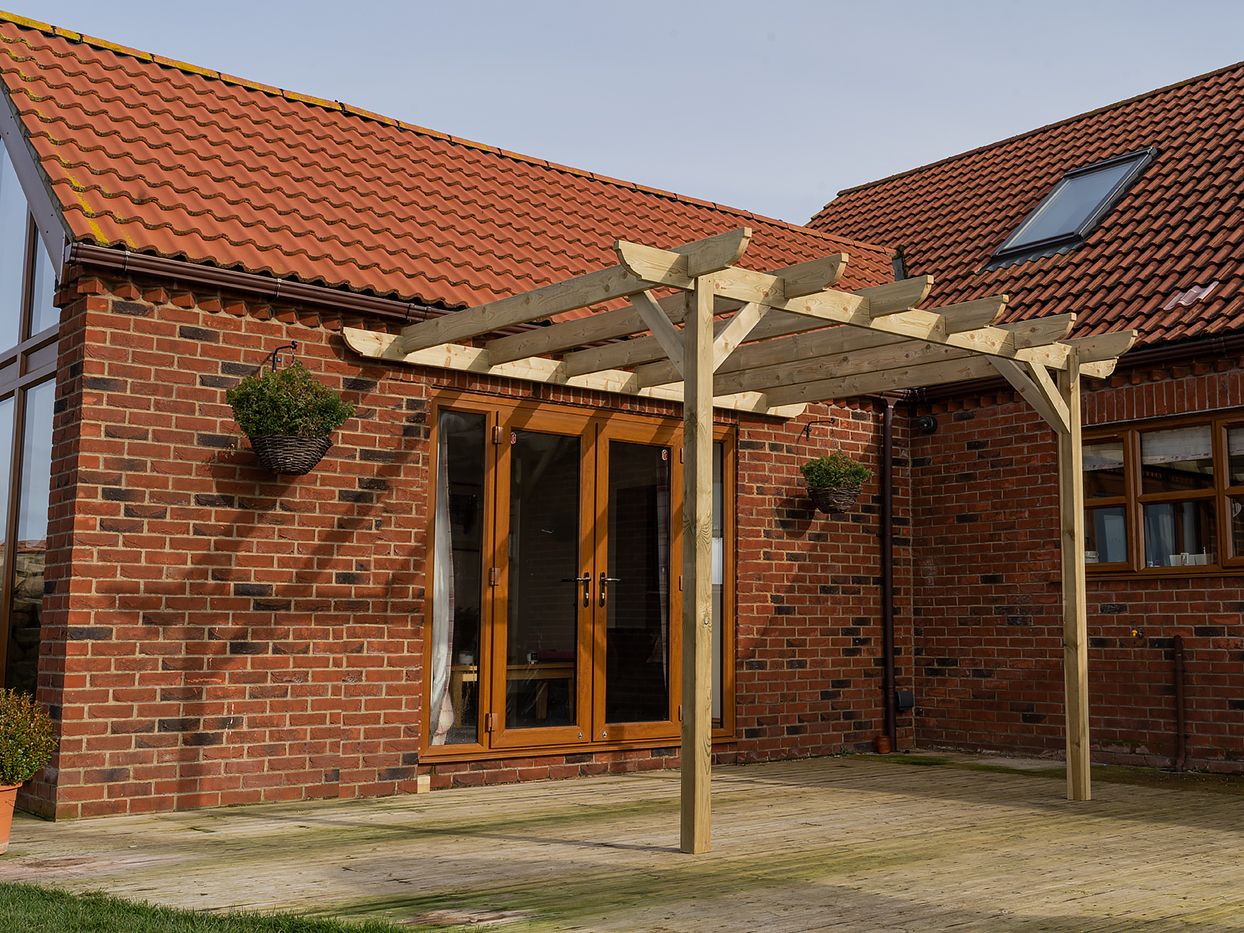 Wall Mounted Wooden Pergola Kit - Corbel Design
