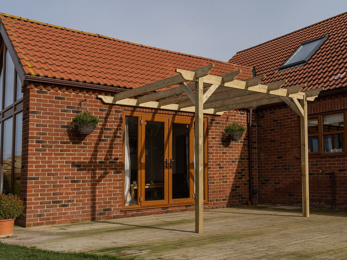 Wall Mounted Wooden Pergola Kit - Sculpted Design