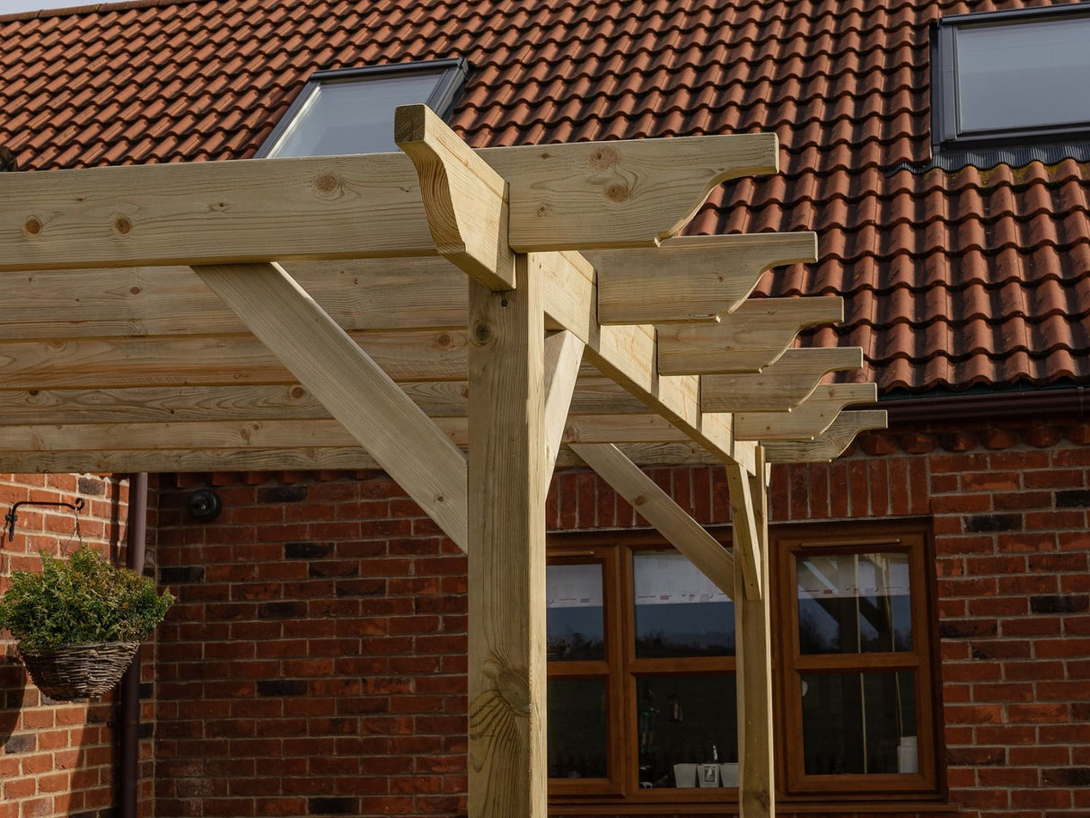 Wall Mounted Wooden Pergola Kit - Sculpted Design