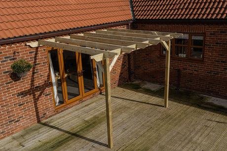 Wall Mounted Wooden Pergola Kit - Sculpted Design