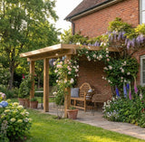 Oak Wooden Gazebo - Cedar Featheredge Roof - Lean-To Design
