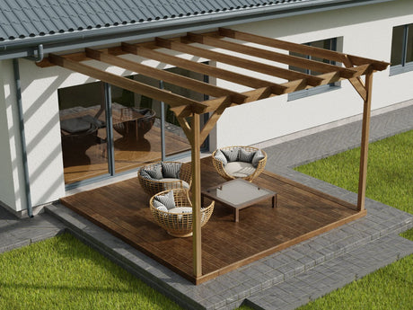 Wall Mounted Pergola and Decking Kit Longhorn Design