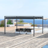 4m x 3m Rectangular Metal Pergola – Dark Grey Outdoor Patio Shade