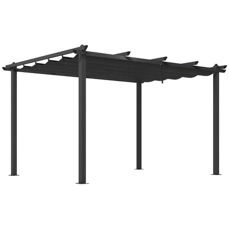 3m x 4m Aluminium Retractable Pergola – Dark Grey Outdoor Patio Garden Shade Shelter